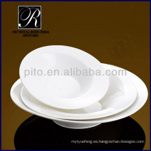 Fábrica de porcelana de P &amp; T, placas profundas, placa de ensalada blanca pura, placas de pasta